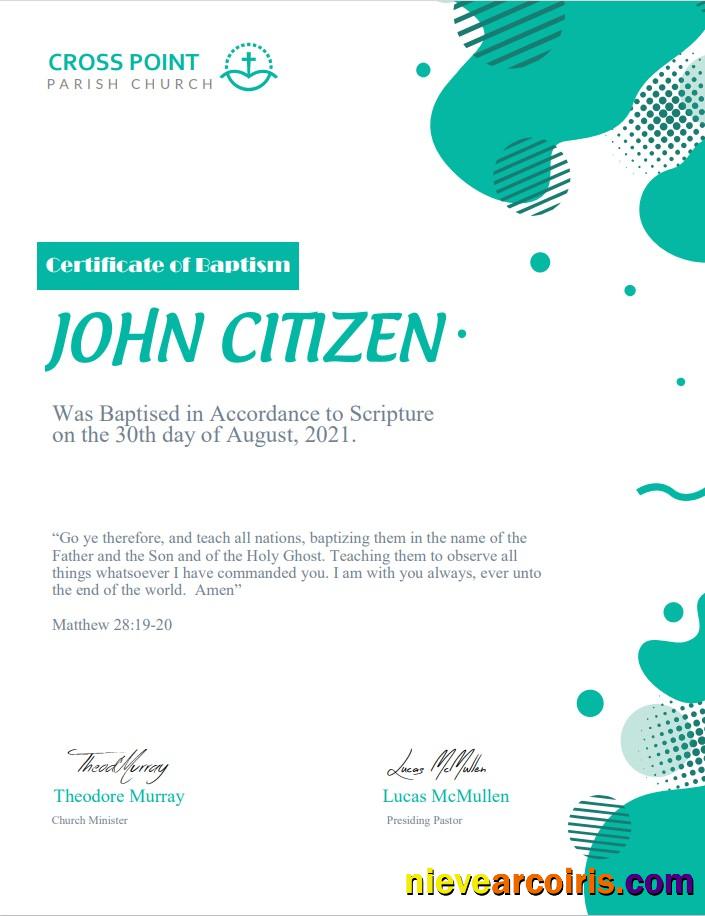 USA Baptism Certificate, version 2